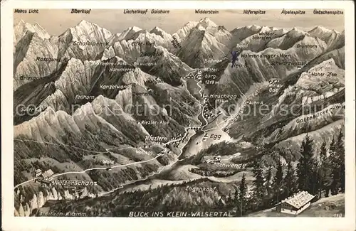 Kleinwalsertal Relief und Tourenkarte Kat. Oesterreich