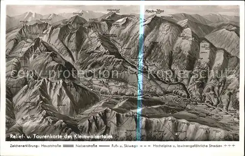 Kleinwalsertal Relief und Tourenkarte Kat. Oesterreich