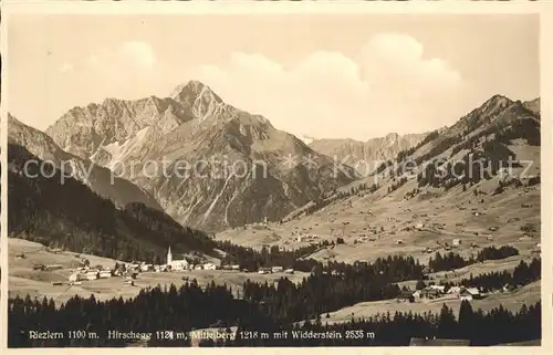 Riezlern Kleinwalsertal Vorarlberg mit Hirschegg Mittelberg und Widderstein Kat. Mittelberg