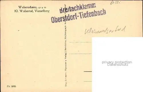 Kleinwalsertal Walserschanz Kat. Oesterreich