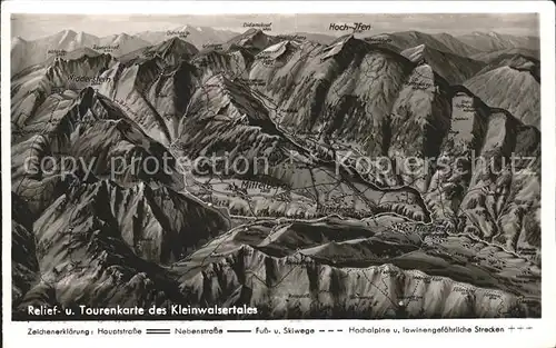 Kleinwalsertal Relief und Tourenkarte Kat. Oesterreich