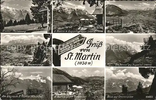 St Martin Grasberg Kramer Plateauweg Kramersteig Zugspitzgruppe Kanzel Alpspitze Karwandel Dreitorspitze Kat. Garmisch Partenkirchen