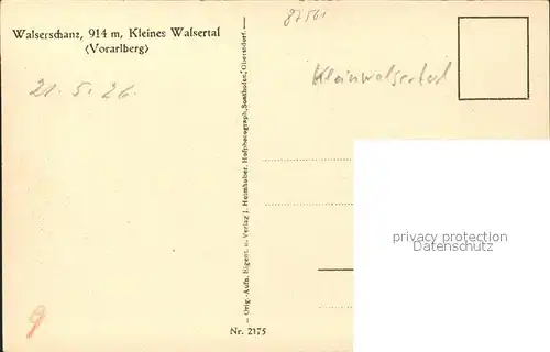 Kleinwalsertal Walserschanz Kat. Oesterreich