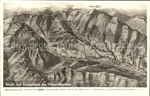 Kleinwalsertal Relief und Tourenkarte Kat. Oesterreich