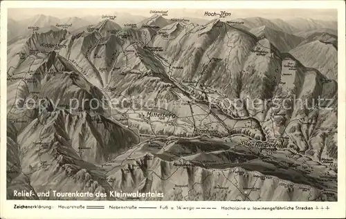 Kleinwalsertal Relief und Tourenkarte Kat. Oesterreich