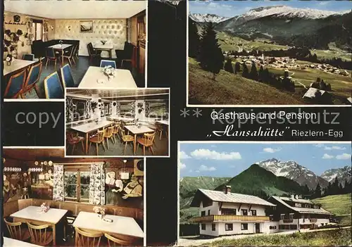 Riezlern Kleinwalsertal Vorarlberg Panorama Gasthaus Pension Hansahuette Teilansichten Aufklappkarte Kat. Mittelberg