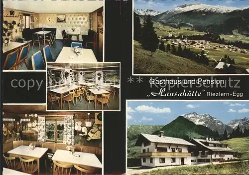 Riezlern Kleinwalsertal Vorarlberg Panorama Gasthaus Pension Hansahuette Teilansichten Aufklappkarte Kat. Mittelberg