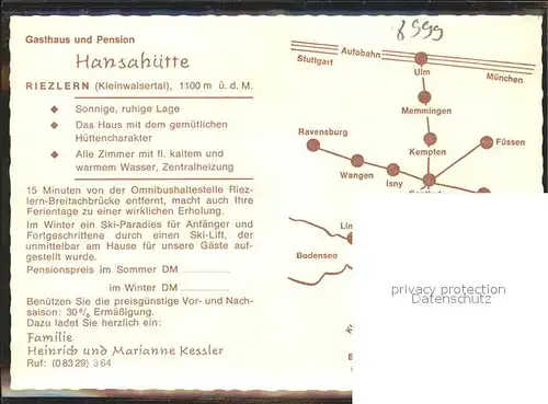 Riezlern Kleinwalsertal Vorarlberg Panorama Gasthaus Pension Hansahuette Teilansichten Aufklappkarte Kat. Mittelberg