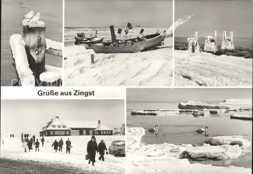 Zingst Ostseebad Strand in Schnee und Eis / Zingst Darss /Nordvorpommern LKR