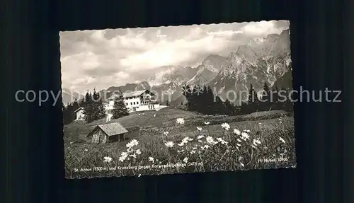 St Anton Kranzberg Panorama mit Karwendelgebirge Kat. Garmisch Partenkirchen