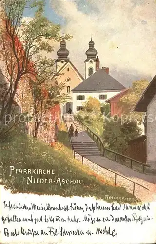 Niederaschau Chiemgau Pfarrkirche Kuenstlerkarte Reschreiter Kat. Aschau i.Chiemgau