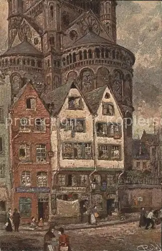 Ruedell Karl Nr. 525 Fischmarkt Aquarell Kat. Koeln