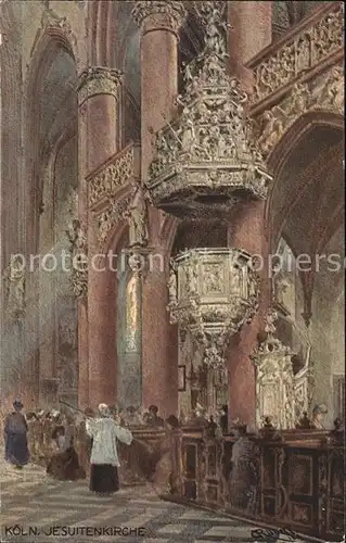 Ruedell Karl Nr. 510 Jesuitenkirche Aquarell Kat. Koeln