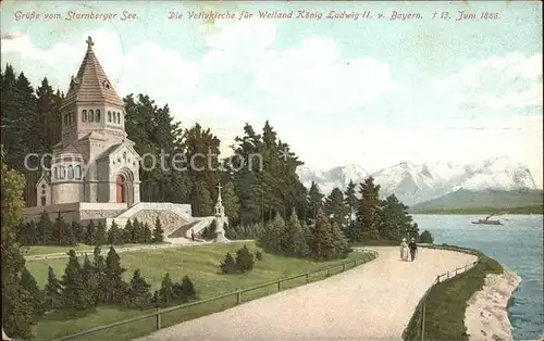 Starnbergersee Votivkirche Weiland Koenig Ludwig II Bayern Kat. Starnberg