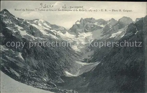 Dauphine Massif du Pelvoux Vallon et Glacier Gletscher Kat. Grenoble