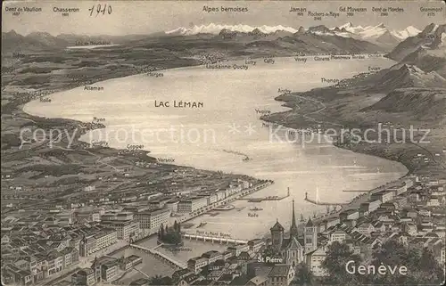 Geneve GE Lac Leman et les Alpes vue aerienne Kat. Geneve