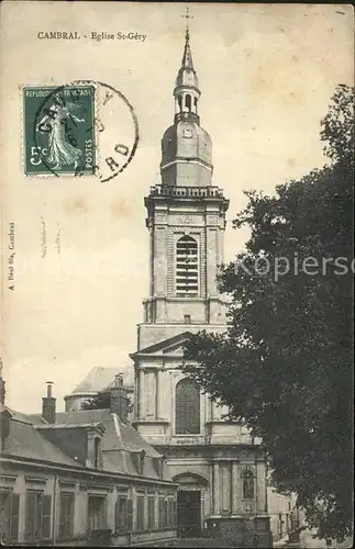 Cambrai Eglise Saint Gery Stempel auf AK Kat. Cambrai