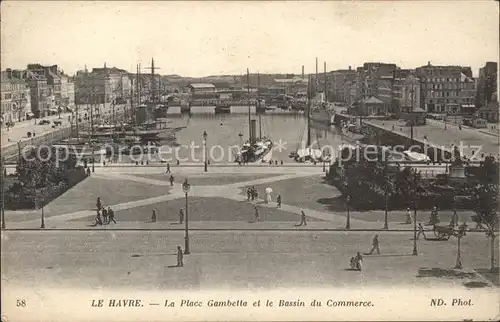 Le Havre Place Gambetta et Bassin du Commerce Kat. Le Havre