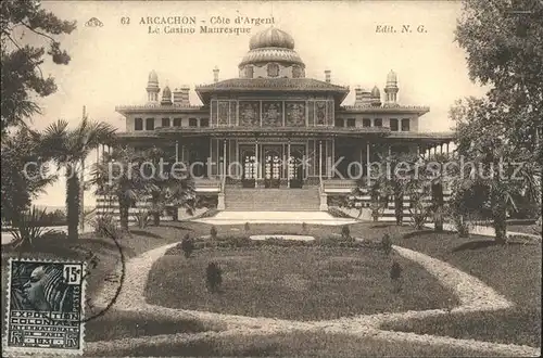 Arcachon Gironde Casino Mauresque Stempel auf AK Kat. Arcachon