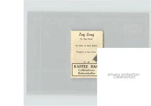 Zug ZG Briefmarke Wappen Kaffee Hag Kat. Zug