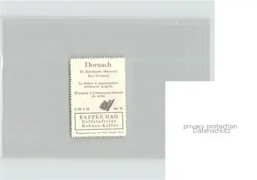 Dornach SO Briefmarke Wappen Kaffee Hag Kat. Dornach