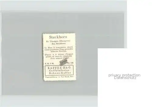 Steckborn TG Briefmarke Wappen Kaffee Hag Kat. Steckborn