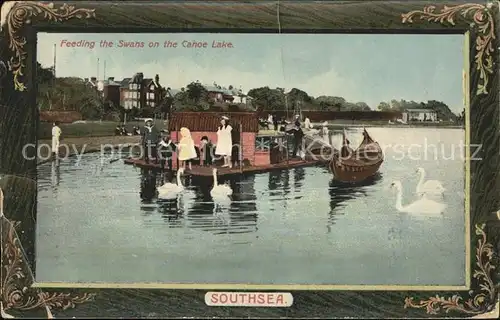 Southsea Feeding the Swans on Canoe Lake / Portsmouth /Hampshire