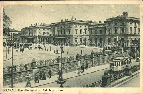 Krakau Krakow Hauptbahnhof und Bahnhofstrasse Strassenbahn / Polen /