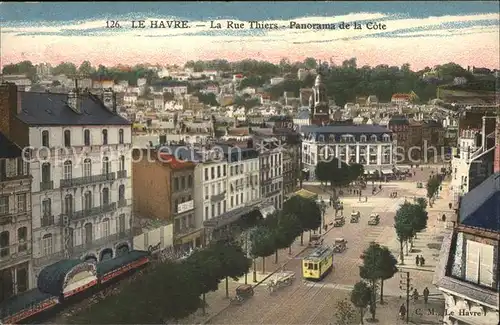 Le Havre Rue Thiers Panorama de la Cote Tram Kat. Le Havre