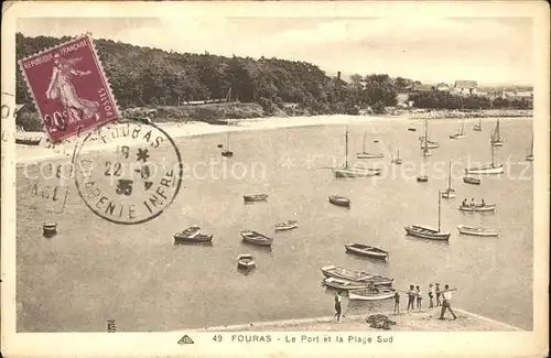 Fouras Charente Maritime Le Port et la Plage Sud Stempel auf AK Kat. Fouras