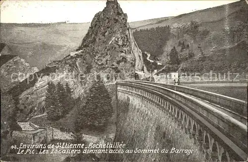 Rochetaillee Saint Etienne Escaliers au Sommet du Barrage Staumauer Kat. Saint Etienne