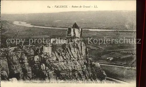 Valence sur Rhone Ruines de Crussol Panorama Vallee du Rhone Kat. Valence Drome
