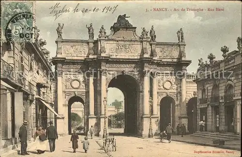 Nancy Lothringen Arc de Triomphe Rue Here Stempel auf AK / Nancy /Arrond. de Nancy