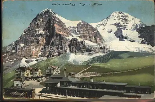 Grindelwald Kleine Scheidegg Bahnhof Eiger und Moench Berner Alpen Kat. Grindelwald