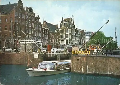 Amsterdam Niederlande Haarlemmersluizen Kanal Boot Kat. Amsterdam