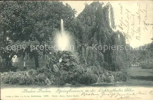 Baden Baden Sringbrunnen Lichtenthaler Allee Kat. Baden Baden