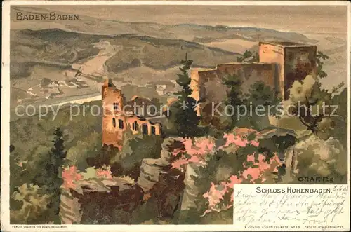 Baden Baden Schloss Hohenbaden Kuenstler Graf. Fbg Kat. Baden Baden