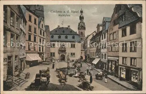 Cochem Mosel Marktplatz Brunnen Pferdefuhrwerk Kat. Cochem