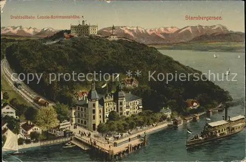 Starnbergersee Drahtseilbahn Leonie Rottmannshoehe Dampfer Alpenpanorama Kat. Starnberg