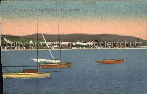 Bizerte Vue generale de la Plage Bateau Kat. Tunesien