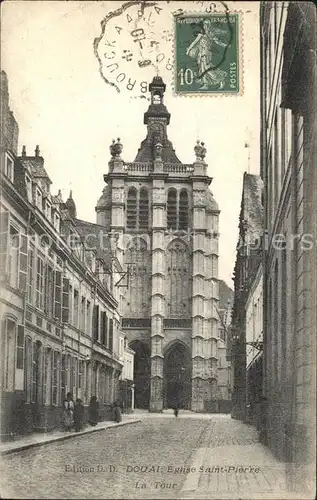 Douai Nord Eglise Saint Pierre Tour Stempel auf AK Kat. Douai