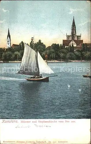 Konstanz Bodensee Muenster Stephanskirvhe vom See aus Kat. Konstanz