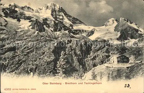 Lauterbrunnen BE Berghaus Ober Steinberg mit Breithorn und Tschingelhorn Berner Alpen Kat. Lauterbrunnen