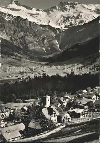 Adelboden Panorama mit Steghorn und Wildstrubel Berner Alpen Kat. Adelboden