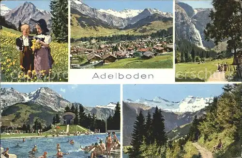 Adelboden Kinder Trachten Blumenwiese Alpenpanorama Wasserfall Wanderweg Schwimmbad Kat. Adelboden