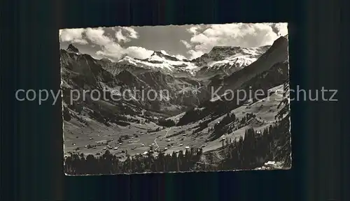 Adelboden Panorama Boden Talabschluss Wildstrubel Egnstligfaelle Berner Alpen Kat. Adelboden