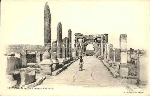 Timgad Ruines Romaines Decumanus Maximus Ruinen Antike Staette Kat. Algerien