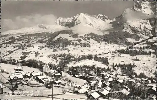 Adelboden Panorama Wintersportplatz mit Bonderspitze Berner Alpen Kat. Adelboden