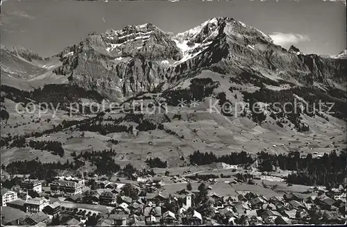 Adelboden Panorama mit Grosslohner Berner Alpen Kat. Adelboden