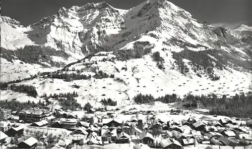 Adelboden Panorama Wintersportplatz mit Grosslohner Berner Alpen Kat. Adelboden